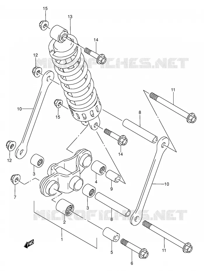 BIELLETTE D'AMORTISSEUR (MODELE M/N/P/R/S/T) Suzuki MOTO 500 GS-E 1995  GS500ESKS(E2)