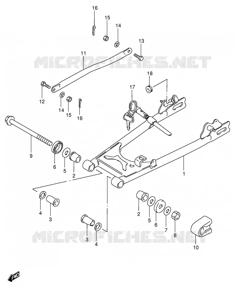 BRAS OSCILLANT ARRIERE (E15,E17) Suzuki MOTO 125 GS 1994  GS125UR(E1)