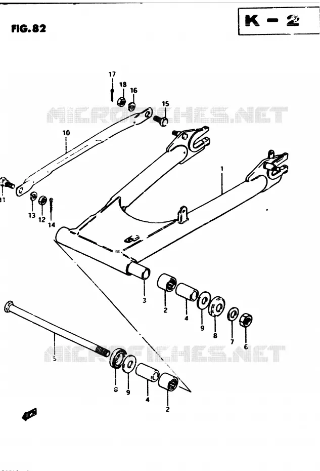 BRAS OSCILLANT ARRIERE Suzuki MOTO 450 GS-E 1983  GS450ED2(2/Z/D)