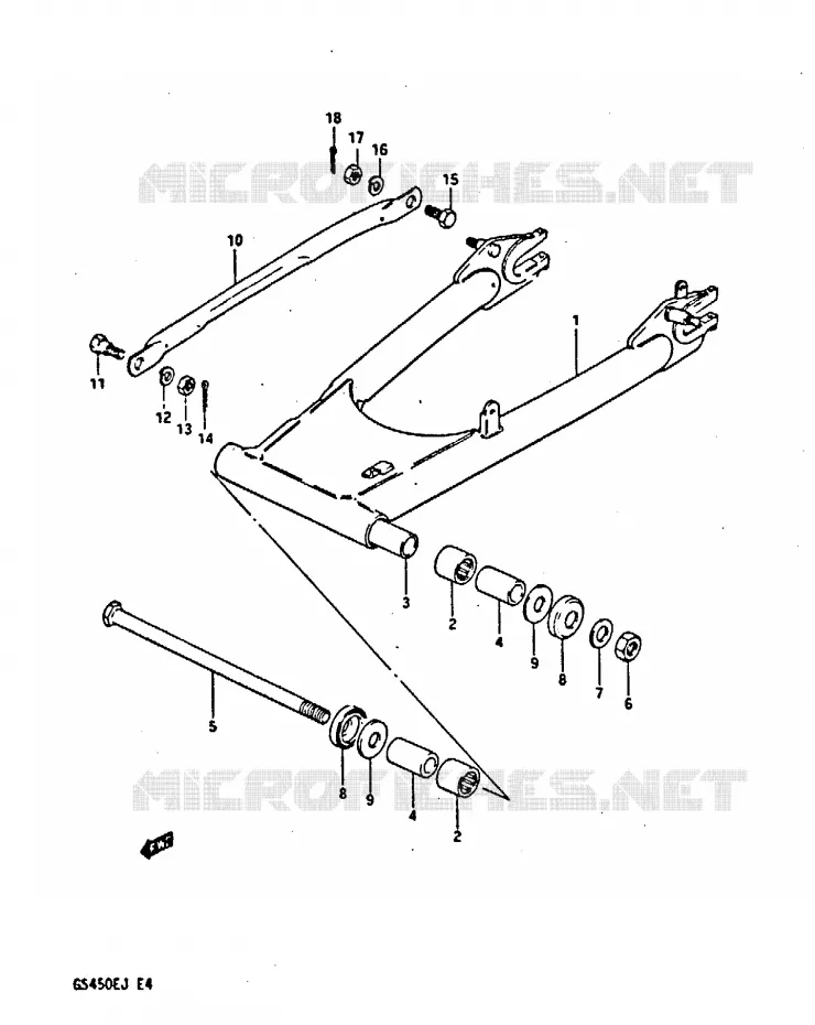 BRAS OSCILLANT ARRIERE Suzuki MOTO 450 GS-E 1988  GS450EUJ(E/F/G/H/J)
