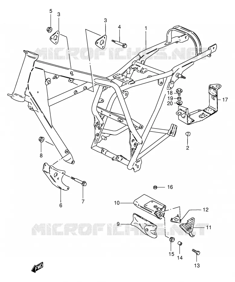 CADRE (MODELE T/V/W) Suzuki MOTO 250 GN 2001  GN250K1(E2)