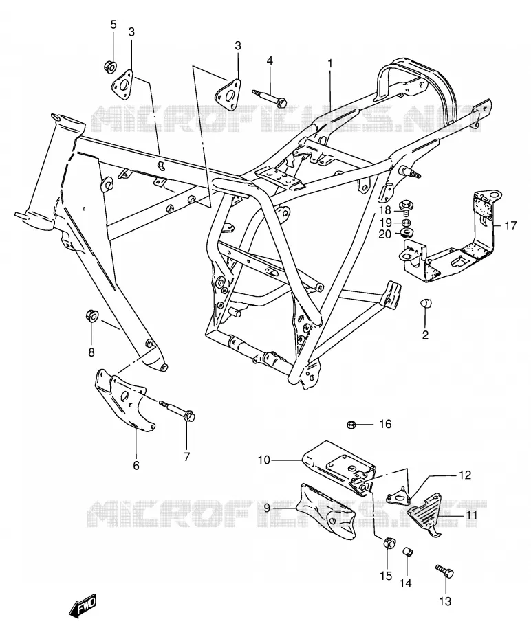 CADRE (MODELE Y) Suzuki MOTO 250 GN 1996  GN250T(E2)