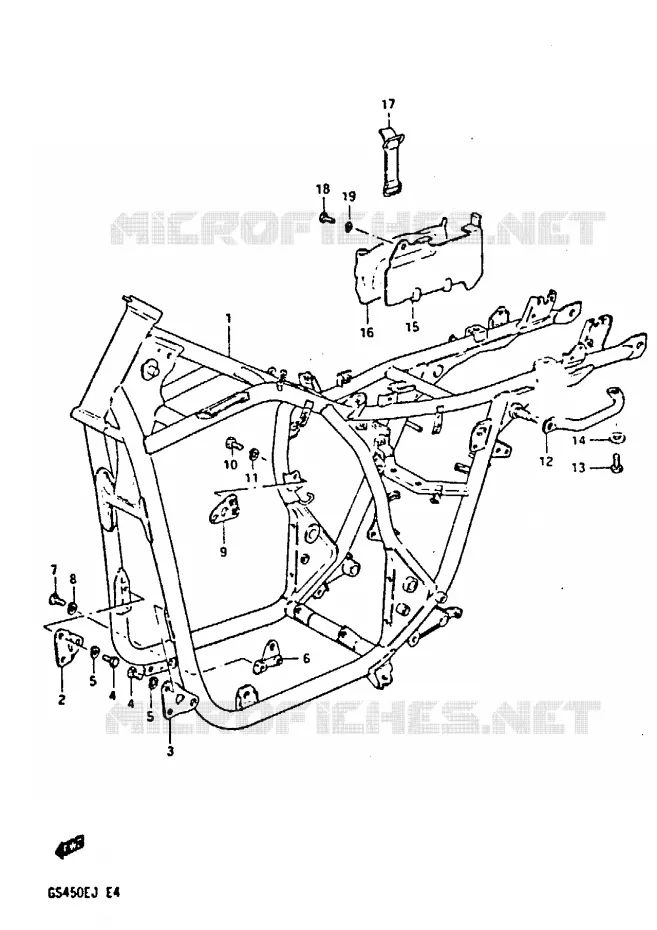 CADRE Suzuki MOTO 450 GS-S 1988  GS450SJ(E/F/G/H/J)