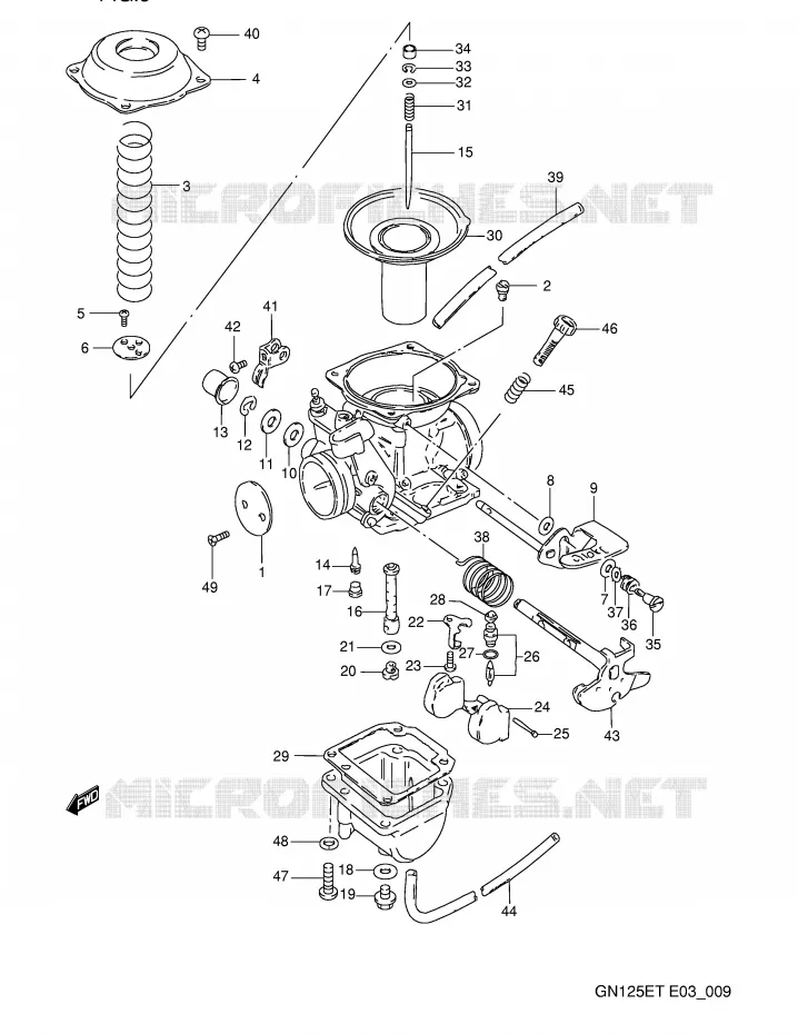 CARBURATEUR (MODELE M/N/P/R) Suzuki MOTO 125 GN 1992  GN125EN(E3)