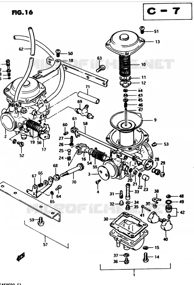 CARBURATEUR (MODELE Z) Suzuki MOTO 450 GS 1982  GS450Z(2/Z/D)