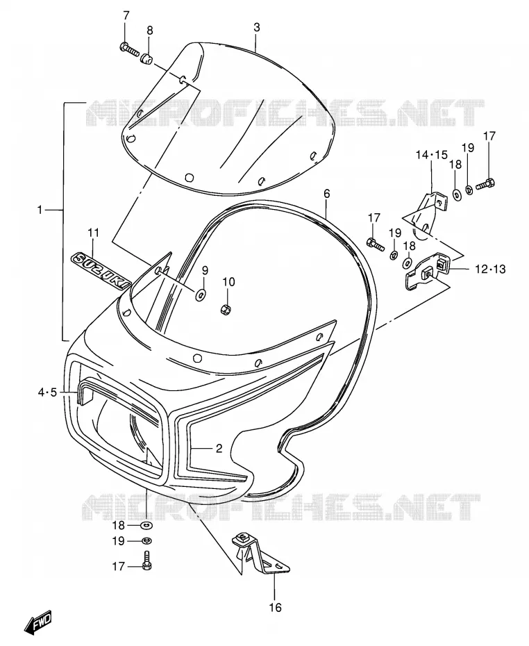 CARENAGE TETE DE FOURCHE (GS125ESD) Suzuki MOTO 125 GS 1982  GS125EEZ(E1)