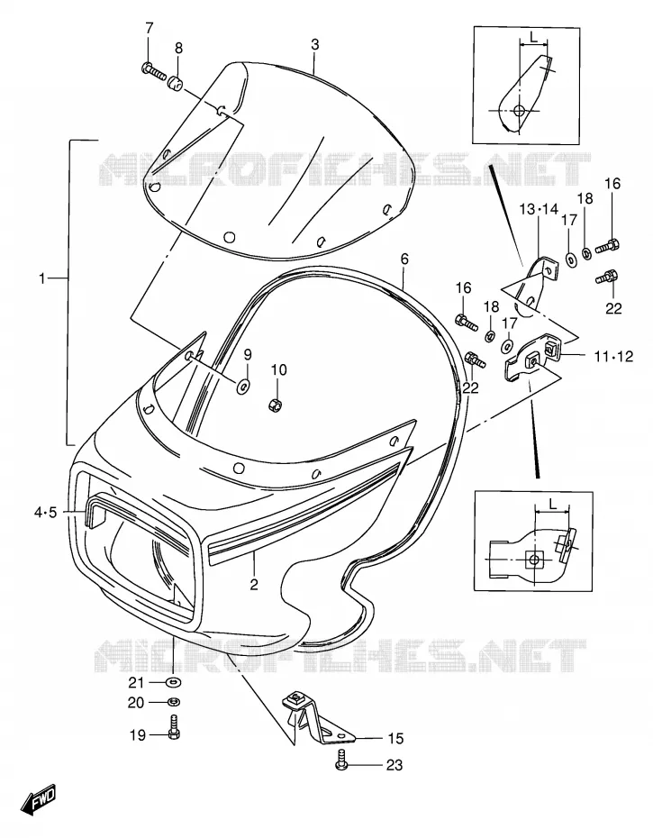 CARENAGE TETE DE FOURCHE (GS125ESF/ESK/ESL) Suzuki MOTO 125 GS 1983  GS125ESD(E1)