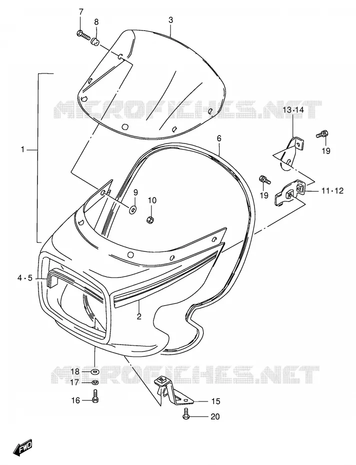 CARENAGE TETE DE FOURCHE (GS125ESM/ESR) Suzuki MOTO 125 GS 1982  GS125EEZ(E1)
