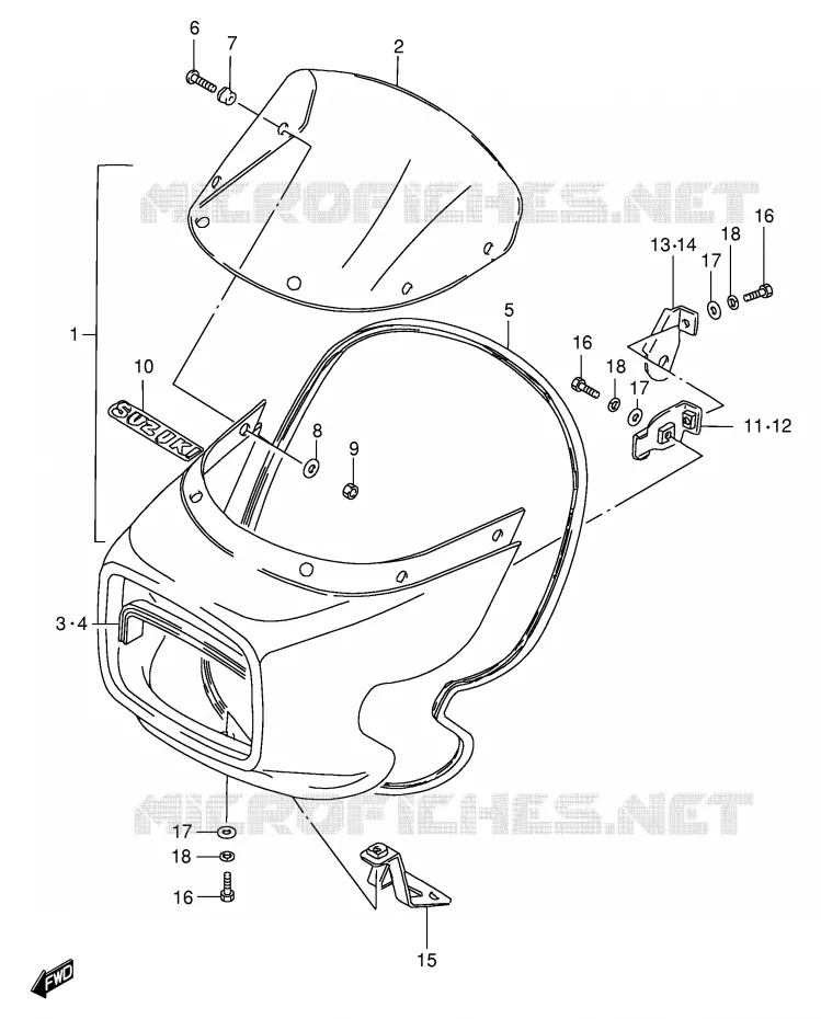 CARENAGE TETE DE FOURCHE (GS125ESZ) Suzuki MOTO 125 GS 1982  GS125EEZ(E1)