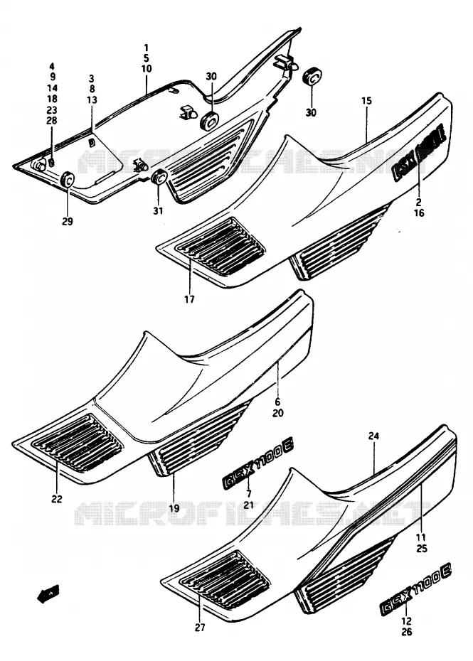 CARENAGES ARRIERE  (GSX1100EE/EF/EG) Suzuki MOTO 1150 GS 1985  GS1150ESF(E/F/G)