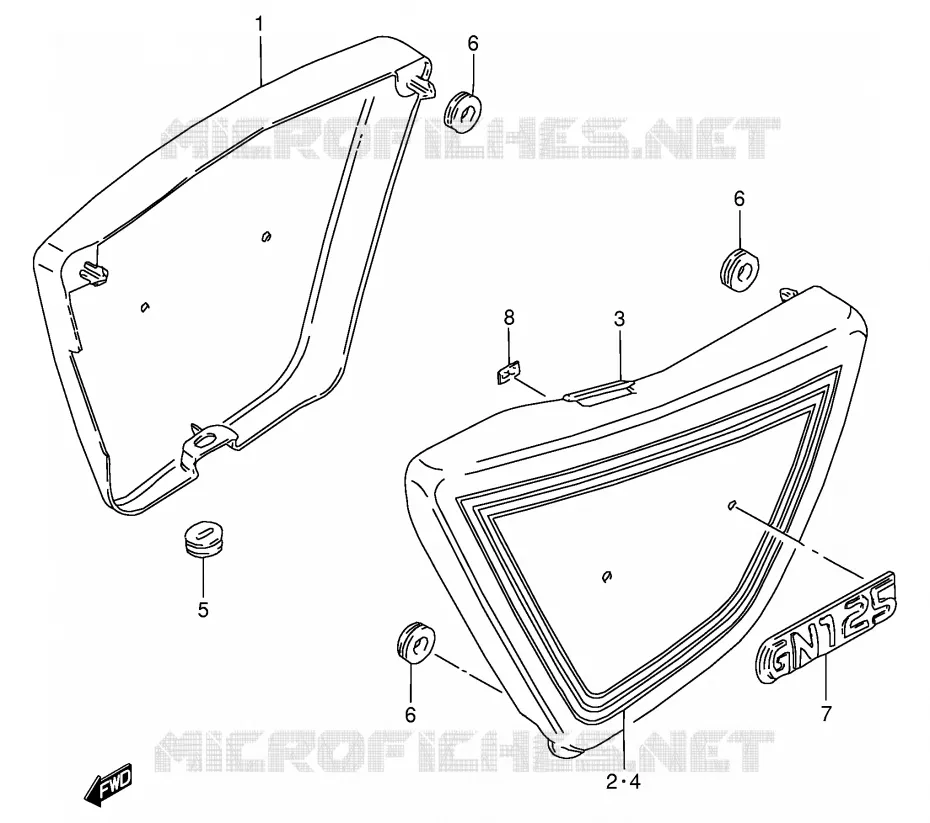 CARENAGES ARRIERE  (MODELE D/K/M/N/R) Suzuki MOTO 125 GN 1989  GN125EK(E1)