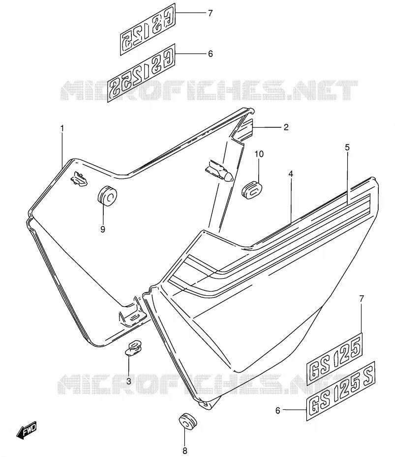 CARENAGES ARRIERE  (MODELE D) Suzuki MOTO 125 GS 1985  GS125ESF(E1)