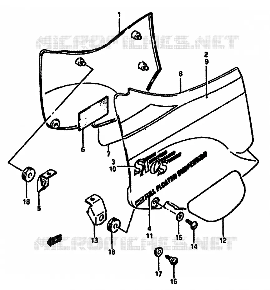 CARENAGES ARRIERE  (MODELE F/G) Suzuki MOTO 750 GSX-R 1986  GSX-R750G(F/G/H)