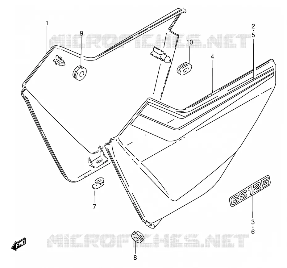 CARENAGES ARRIERE  (MODELE F/K/L) Suzuki MOTO 125 GS 1983  GS125D(E1)
