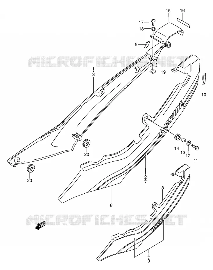 CARENAGES ARRIERE  (MODELE K/L) Suzuki MOTO 500 GS-E 1996  GS500EUT(E2)