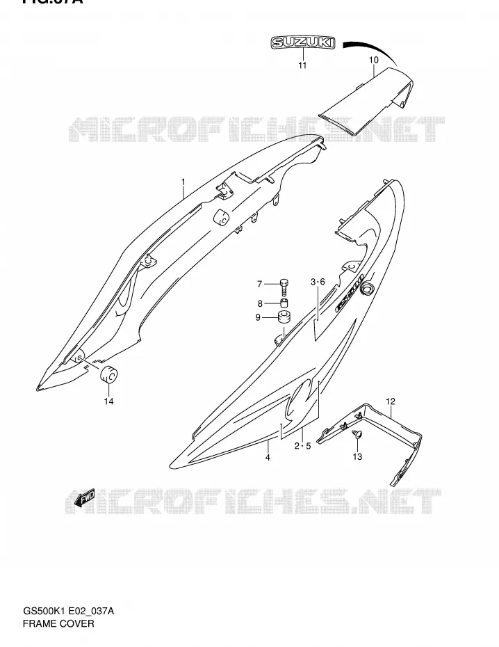 CARENAGES ARRIERE  (MODELE K2) Suzuki MOTO 500 GS-E 2002  GS500HK2(E2)