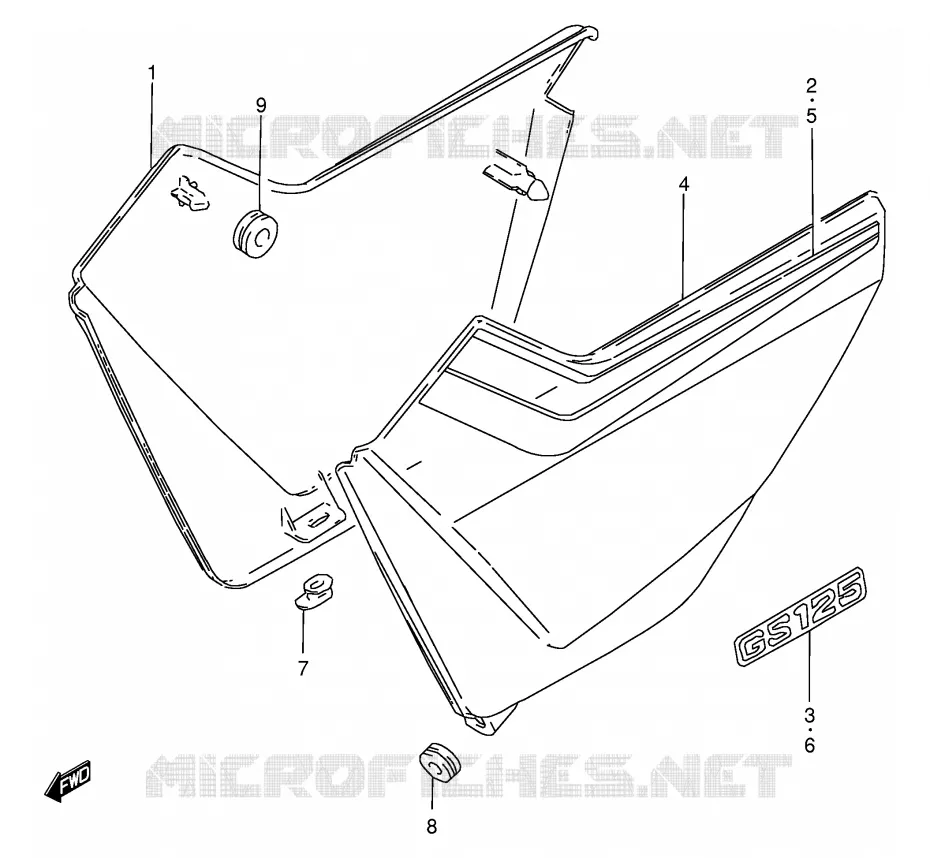 CARENAGES ARRIERE  (MODELE M/R) Suzuki MOTO 125 GS 1983  GS125D(E1)