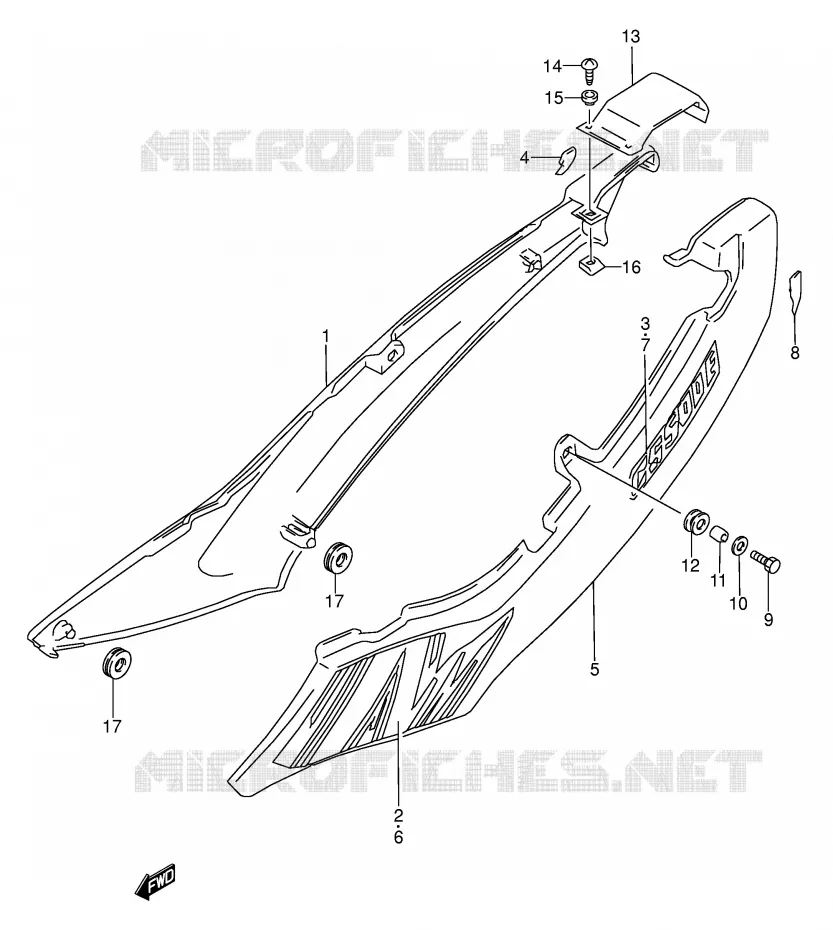 CARENAGES ARRIERE  (MODELE P) Suzuki MOTO 500 GS-E 1995  GS500EUS(E2)