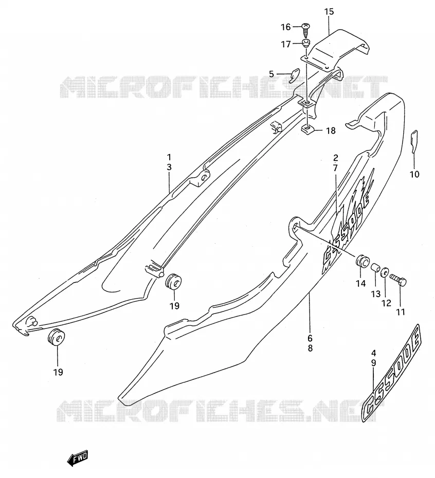 CARENAGES ARRIERE  (MODELE R/S/T) Suzuki MOTO 500 GS-E 1990  GS500EL(E28)