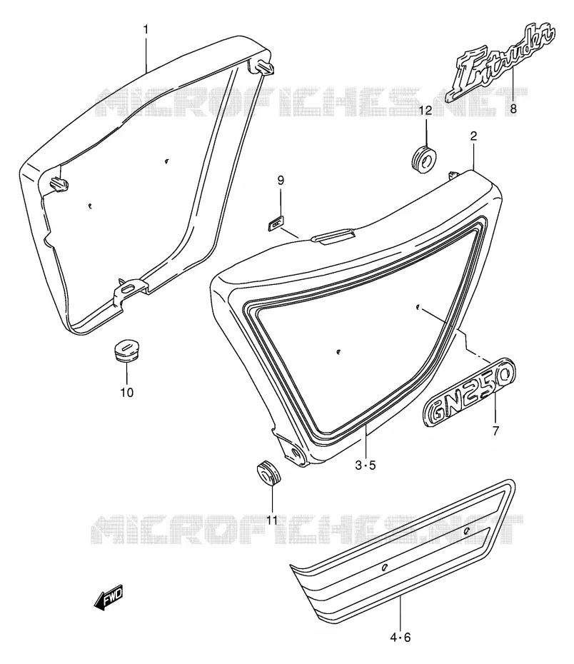 CARENAGES ARRIERE  (MODELE X/Y) Suzuki MOTO 250 GN 1998  GN250W(E2)
