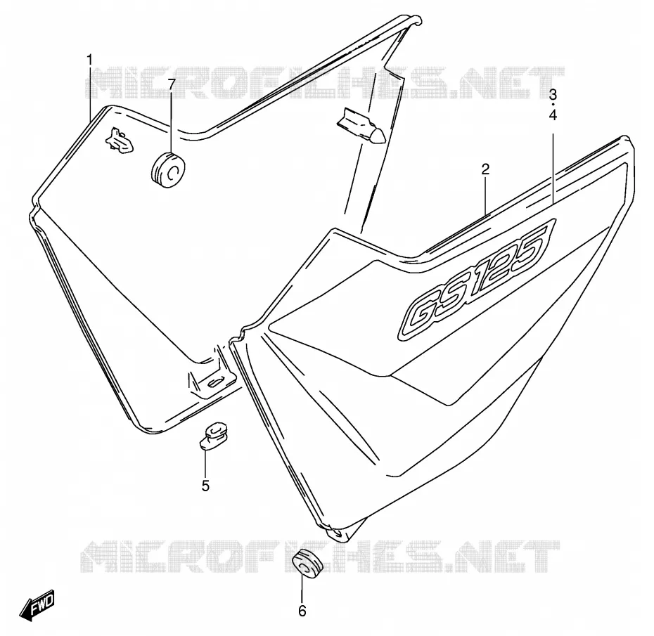 CARENAGES ARRIERE  (MODELE Y) Suzuki MOTO 125 GS 1999  GS125SUX(E71)