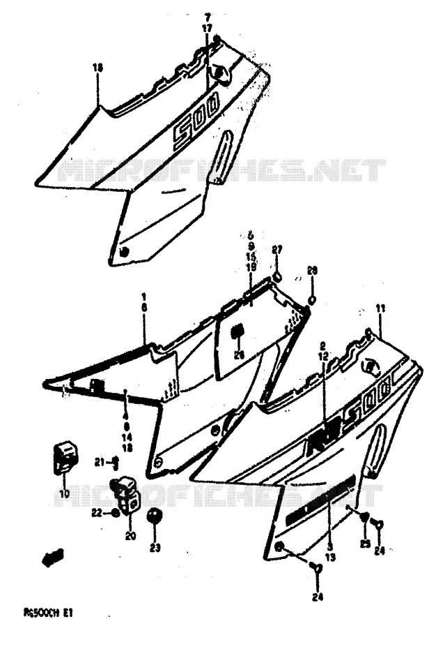 CARENAGES ARRIERE Suzuki MOTO 500 RG 1987  RG500CH(E1)