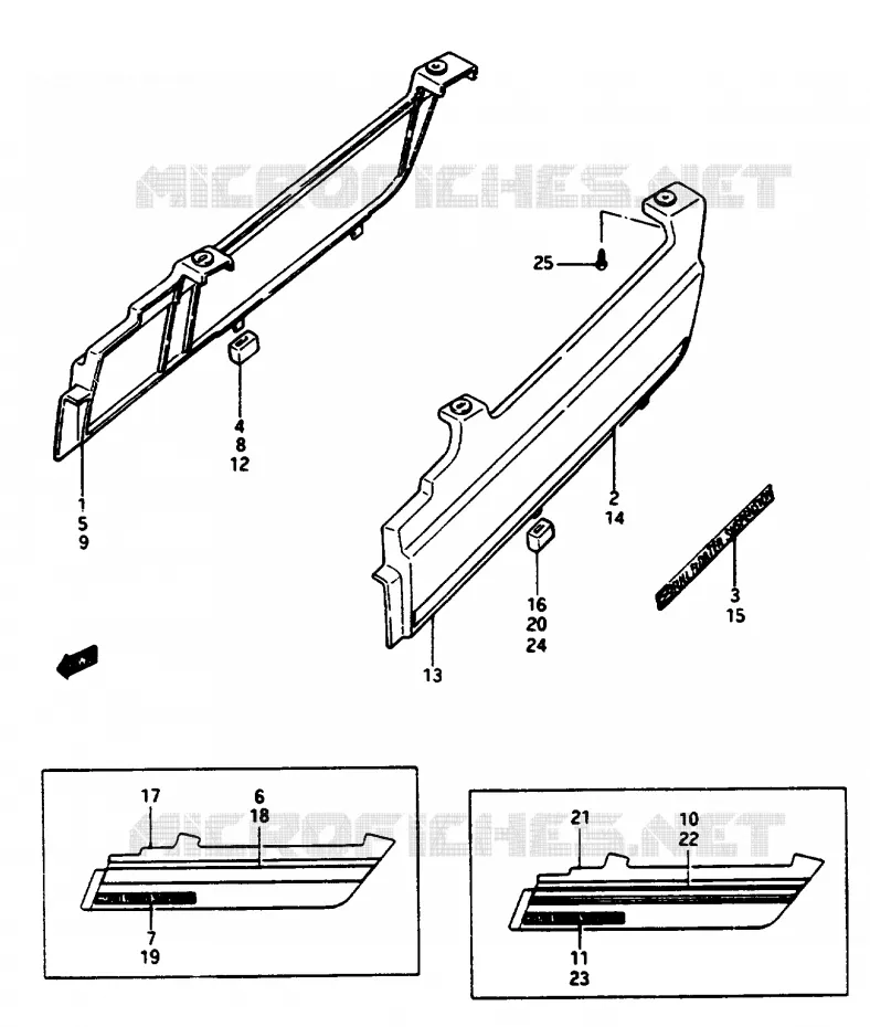 CARENAGES LATERAUX (MODELE F) Suzuki MOTO 1100 GSX-E 1985  GSX1100ESF(E/F/G)