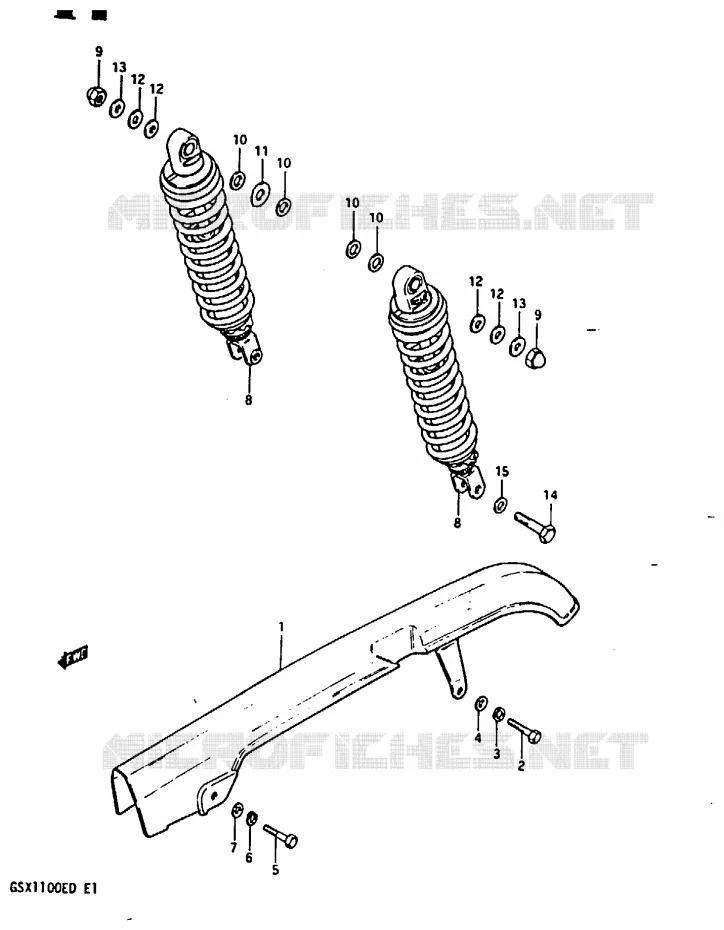 CARTER DE CHAINE - AMORTISSEUR ARRIERE (MODELE Z) Suzuki MOTO 1100 GSX-E 1983  GSX1100ESD(Z/D)