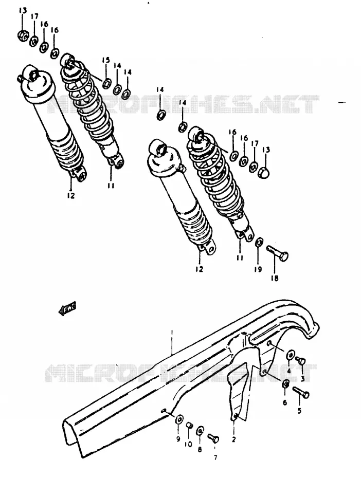 CARTER DE CHAINE - AMORTISSEUR ARRIERE Suzuki MOTO 1000 GS 1978  GS1000EC(C/N)
