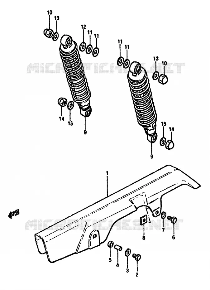 CARTER DE CHAINE - AMORTISSEUR ARRIERE Suzuki MOTO 550 GS 1981  GS550MX(X/Z)