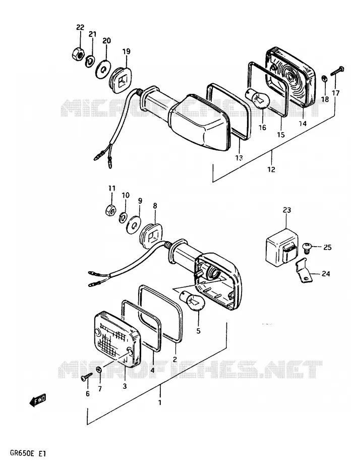 CLIGNOTANTS (E16,E18,E25,E26.E39) Suzuki MOTO 650 TEMPTER 1983  GR650D(D/E)