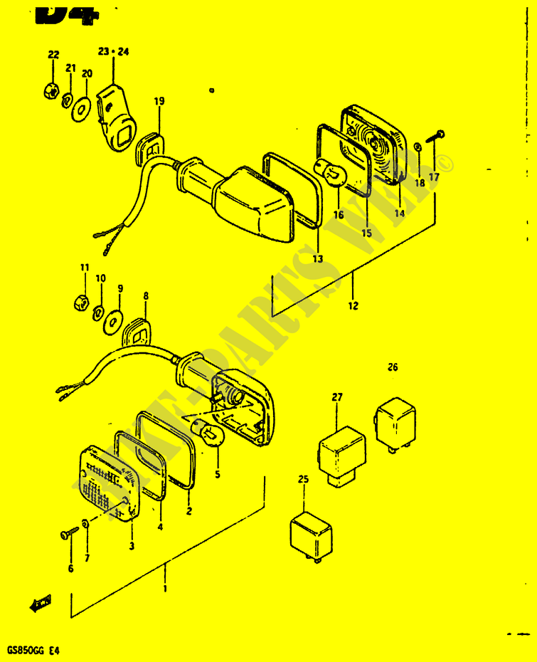 CLIGNOTANTS (E2, E4, E22, E25) pour Suzuki GS 850 1985