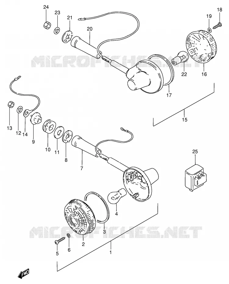 CLIGNOTANTS (E25,E39) Suzuki MOTO 250 GN 1985  GN250F(E2)