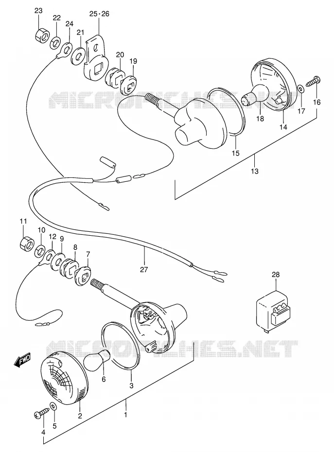 CLIGNOTANTS (E2,E4,E34,E53,MODELE N/P/R E24) Suzuki MOTO 250 GN 1992  GN250N(E2)