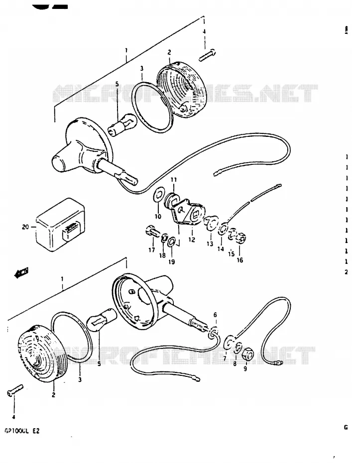 CLIGNOTANTS (GP100UD/UL E2 F.NO. 107351-) Suzuki MOTO 100 GP 1983  GP100ED(X/D/L)