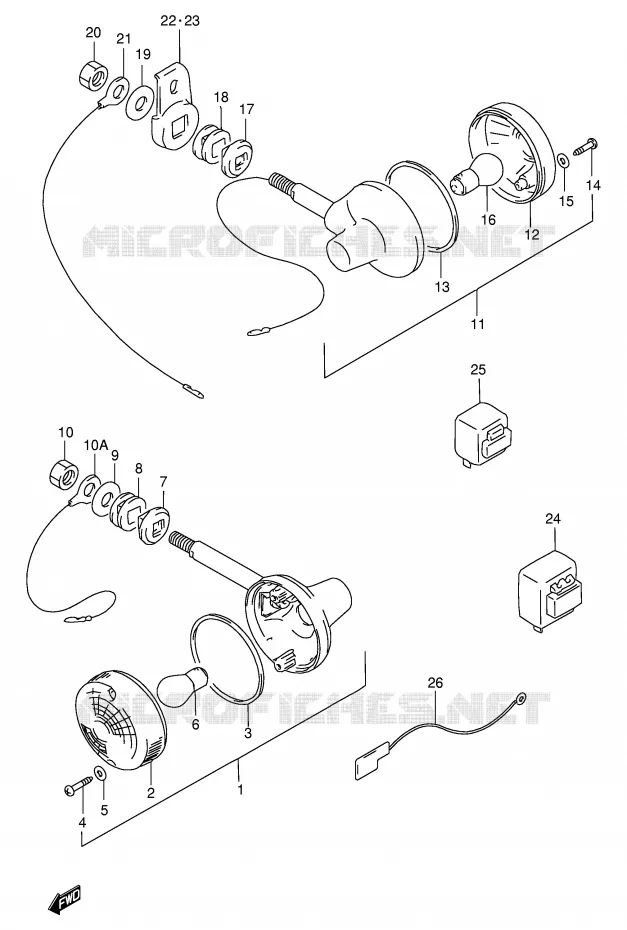 CLIGNOTANTS (MODEL T/W/X E2,E4,E22,E24,E34,E71) Suzuki MOTO 250 GN 1999  GN250X(E2)
