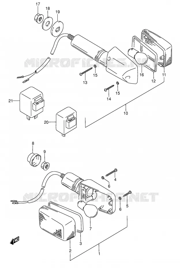 CLIGNOTANTS (MODELE K/L/M/N/P/R) Suzuki MOTO 500 GS-E 1989  GS500EUK(E2)