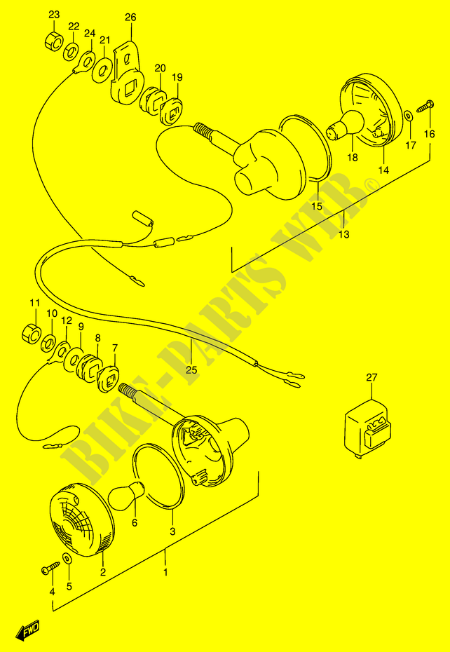 CLIGNOTANTS (MODELE M E2,E4,E21,E34) pour Suzuki GN 125 1989