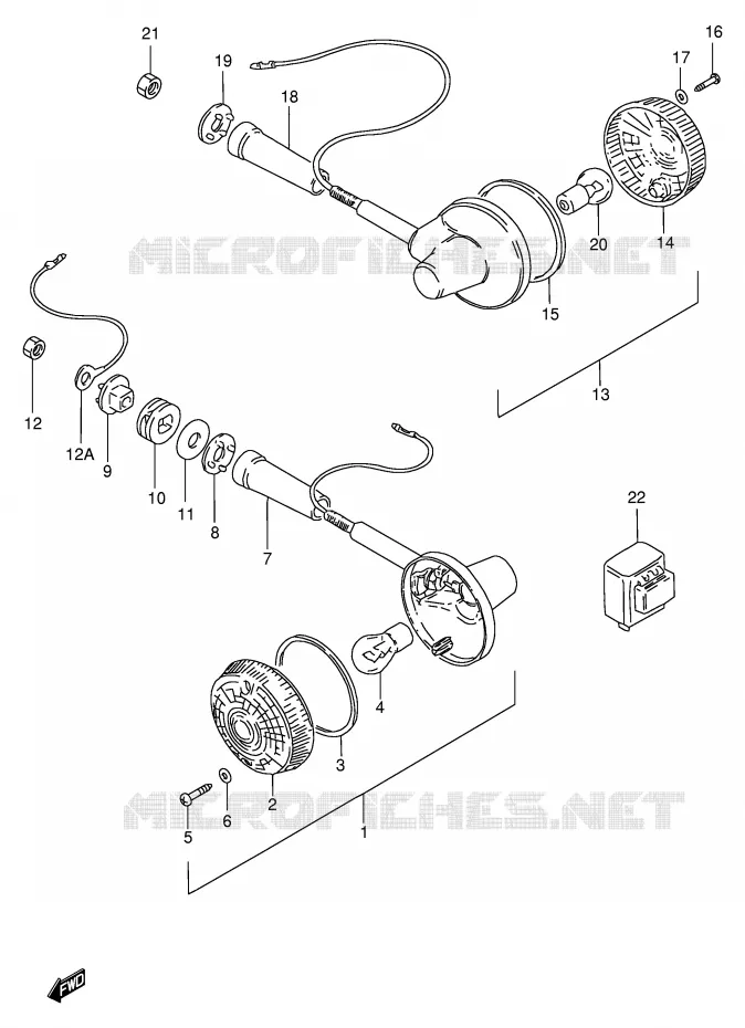 CLIGNOTANTS (MODELE T/W/X E25,E39,E54) Suzuki MOTO 250 GN 1998  GN250EW(E2)
