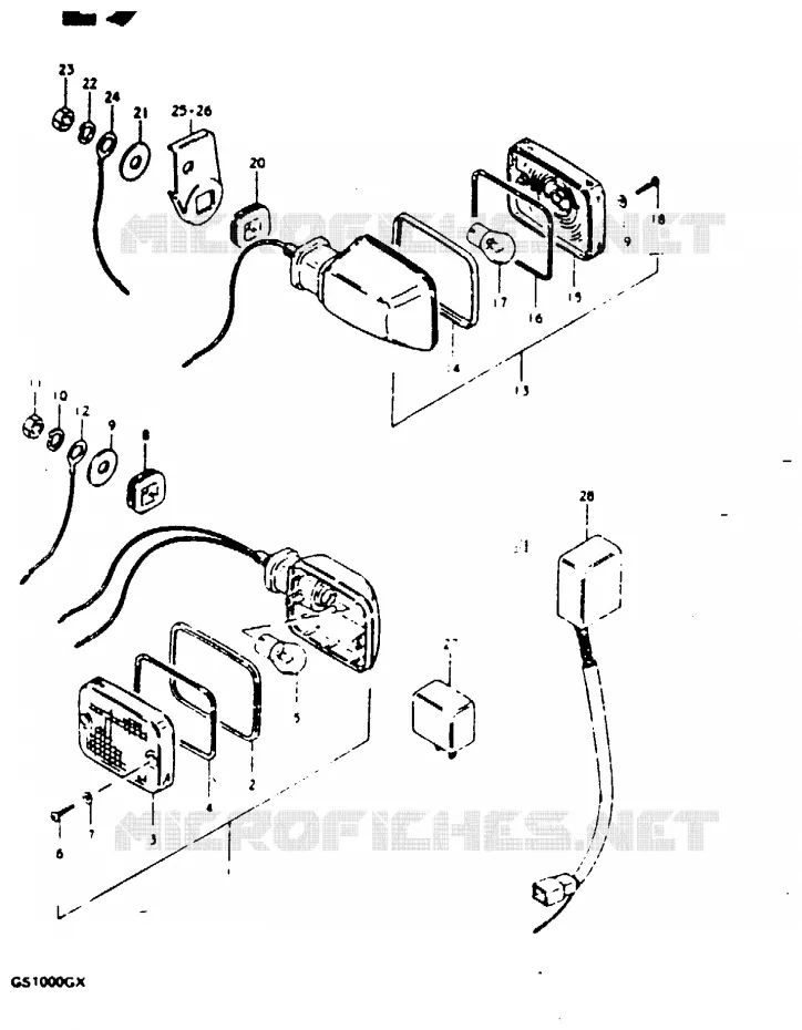 CLIGNOTANTS (MODELE X : E4, E17, E34) Suzuki MOTO 1000 GS 1980  GS1000GT(X/T)