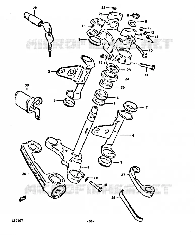 COLONNE DE DIRECTION (E15, E22, E26) Suzuki MOTO 550 GS 1980  GS550T(T)