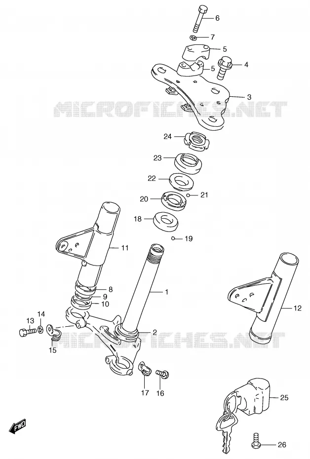 COLONNE DE DIRECTION (GS125UX/UY) Suzuki MOTO 125 GS 1999  GS125SUX(E71)
