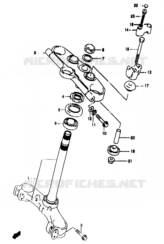 COLONNE DE DIRECTION (GSF1200SAV/SAW/SAX/SAY) Suzuki MOTO 1200 BANDIT 1998  GSF1200SW(T/V/W/X/Y)