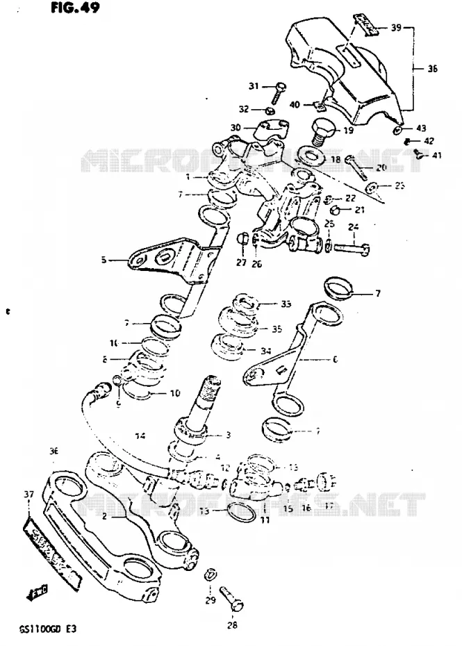 COLONNE DE DIRECTION (MODELE D) Suzuki MOTO 1100 GS-G 1983  GS1100GD(Z/D)