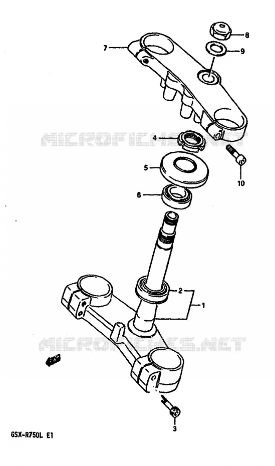 COLONNE DE DIRECTION (MODELE J/K) Suzuki MOTO 750 GSX-R 1988  GSX-R750J(J/K/L)