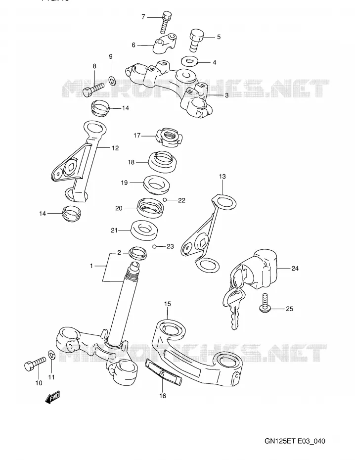 COLONNE DE DIRECTION (MODELE T) Suzuki MOTO 125 GN 1992  GN125EN(E3)