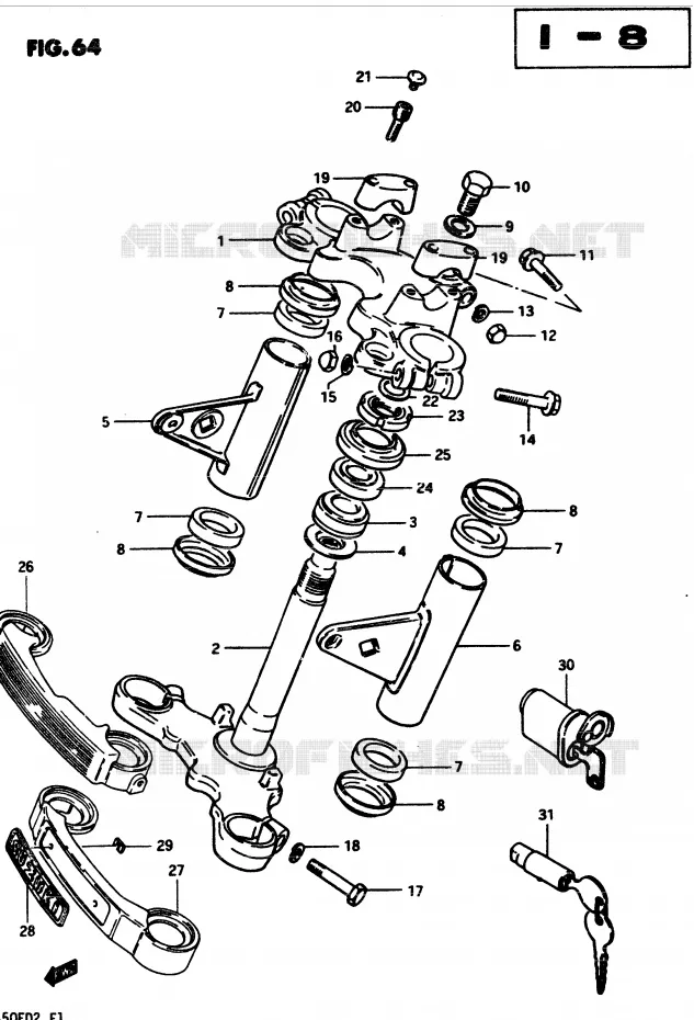 COLONNE DE DIRECTION Suzuki MOTO 450 GS-E 1983  GS450ED2(2/Z/D)