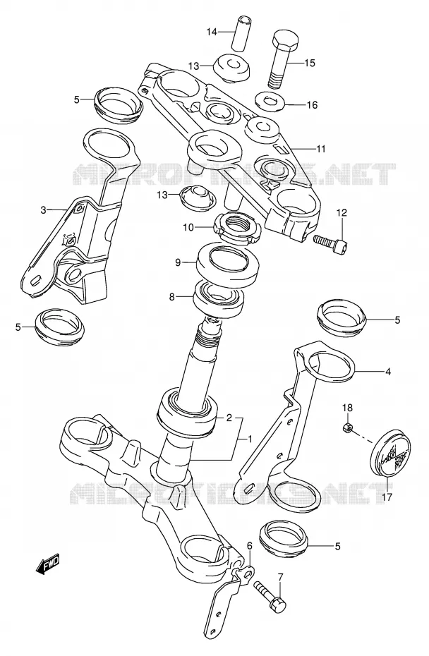 COLONNE DE DIRECTION Suzuki MOTO 500 GS-E 1992  GS500EUN(E2)
