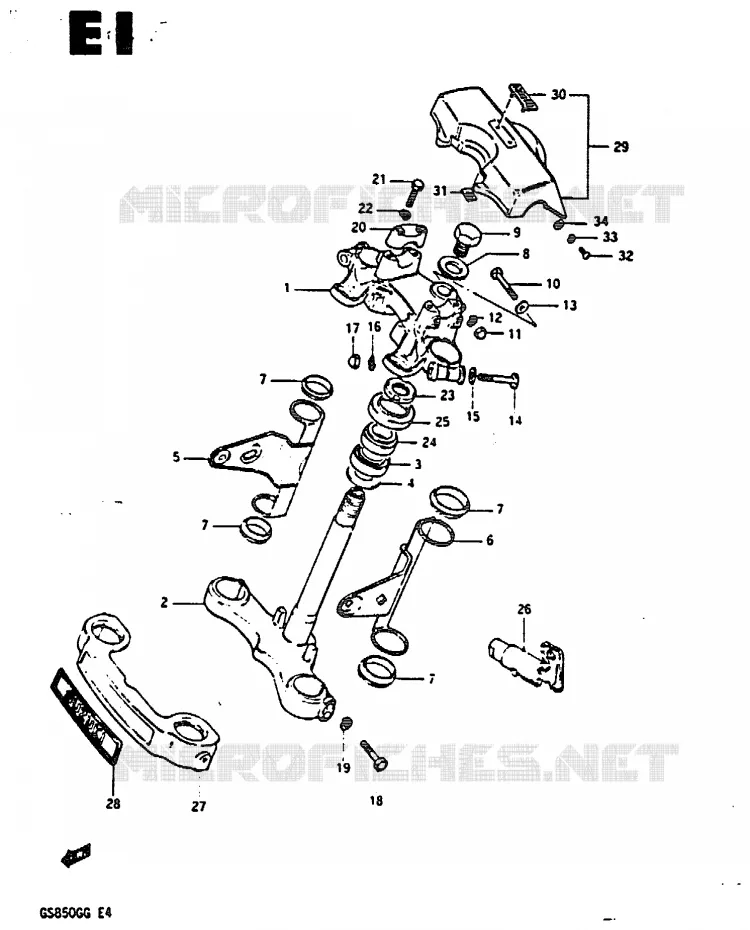 COLONNE DE DIRECTION Suzuki MOTO 850 GS 1984  GS850GE(E4)
