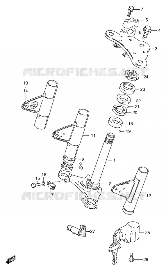 COLONNE DE DIRECTION (VOIR NOTE) Suzuki MOTO 125 GS 1999  GS125SUX(E71)